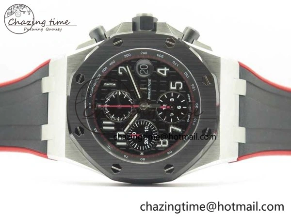 Royal Oak Offshore 2018 SIHH JF 1:1 Best Edition “Dark Knight” on Black Red Rubber Strap A3126 w  Cyclops TechFriendly 4938