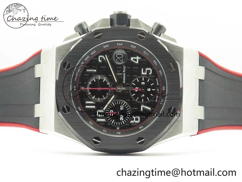 Royal Oak Offshore 2018 SIHH JF 1:1 Best Edition “Dark Knight” on Black Red Rubber Strap A3126 w  Cyclops TechFriendly 4938