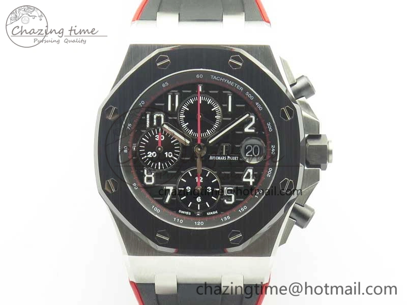 Royal Oak Offshore 2018 SIHH JF 1:1 Best Edition “Dark Knight” on Black Red Rubber Strap A3126 w  Cyclops TechFriendly 4938