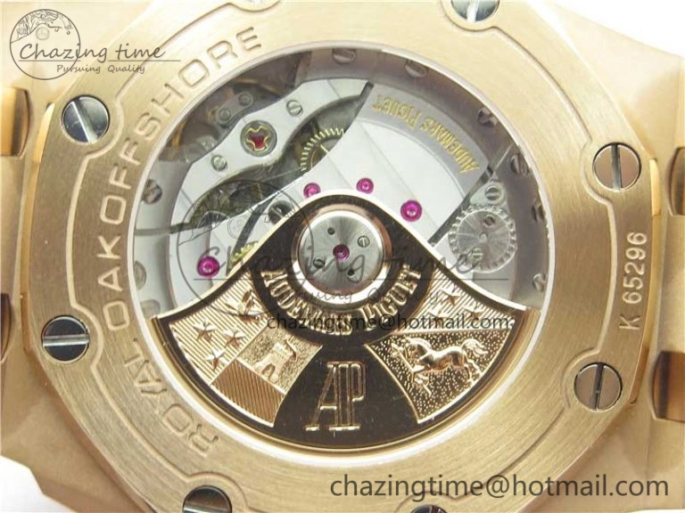 Vibrant Royal Oak Offshore 2019 Gold JF 1:1 Best Edition on Black Leather Strap A3126 V2 w  Cyclops and DW Mod 4841