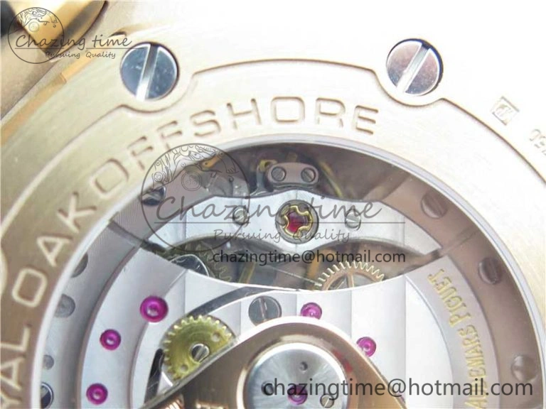 Vibrant Royal Oak Offshore 2019 Gold JF 1:1 Best Edition on Black Leather Strap A3126 V2 w  Cyclops and DW Mod 4841