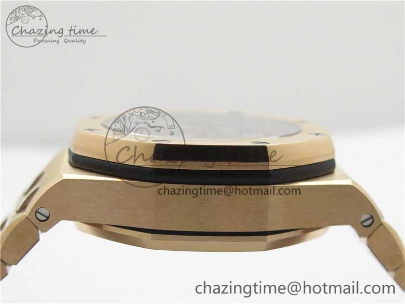 Royal Oak Offshore 2019 Gold JF 1:1 Best Edition on RG Bracelet A3126 V2 w  Cyclops and DW Mod SmoothTexture 4838