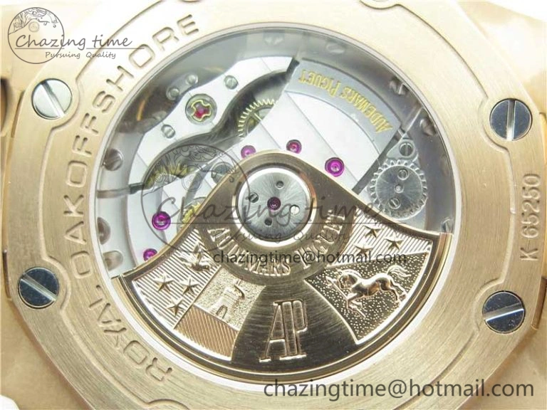 Royal Oak Offshore 2019 Gold JF 1:1 Best Edition on RG Bracelet A3126 V2 w  Cyclops and DW Mod SmoothTexture 4838