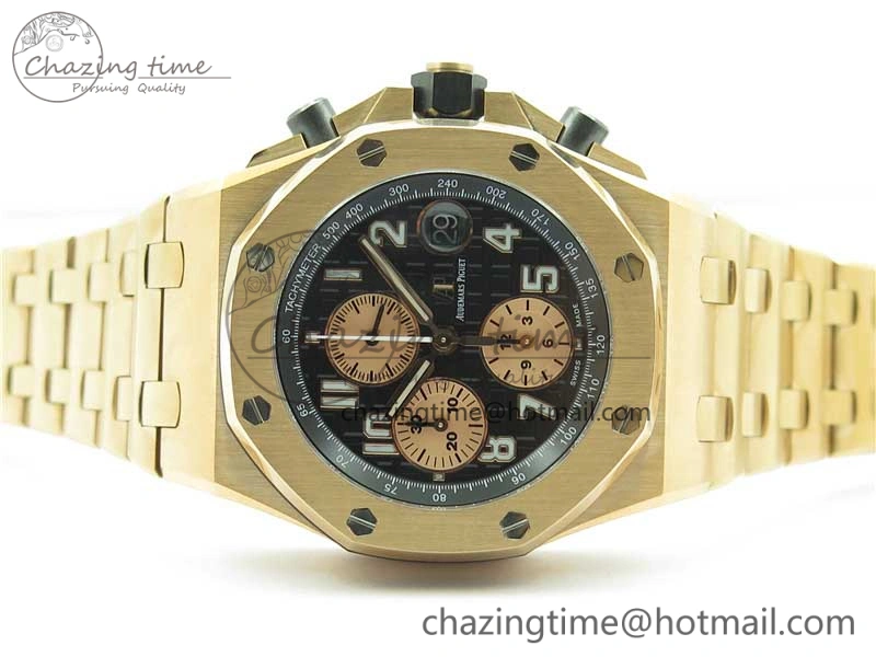 Royal Oak Offshore 2019 Gold JF 1:1 Best Edition on RG Bracelet A3126 V2 w  Cyclops and DW Mod SmoothTexture 4838