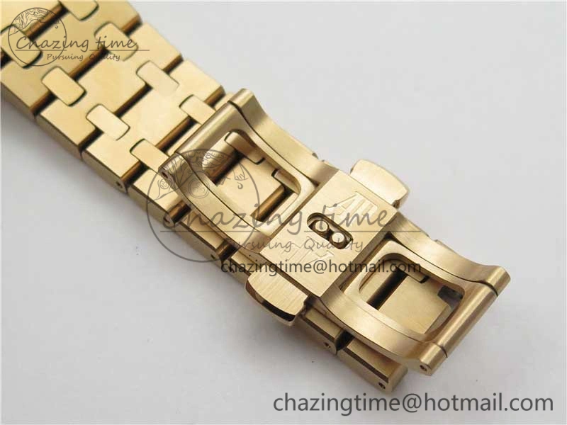 Royal Oak Offshore 2019 Gold JF 1:1 Best Edition on RG Bracelet A3126 V2 w  Cyclops and DW Mod SmoothTexture 4838