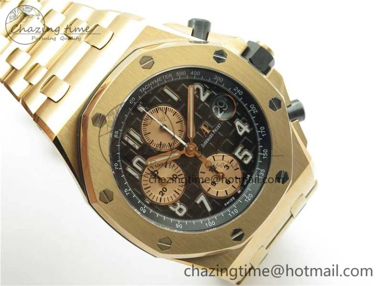 Royal Oak Offshore 2019 Gold JF 1:1 Best Edition on RG Bracelet A3126 V2 w  Cyclops and DW Mod SmoothTexture 4838