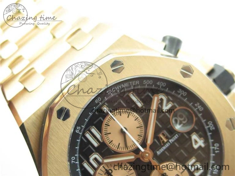 Royal Oak Offshore 2019 Gold JF 1:1 Best Edition on RG Bracelet A3126 V2 w  Cyclops and DW Mod SmoothTexture 4838
