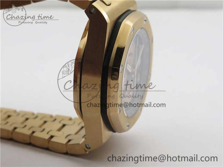 Royal Oak Offshore 2019 Gold JF 1:1 Best Edition on RG Bracelet A3126 V2 w  Cyclops and DW Mod SmoothTexture 4838