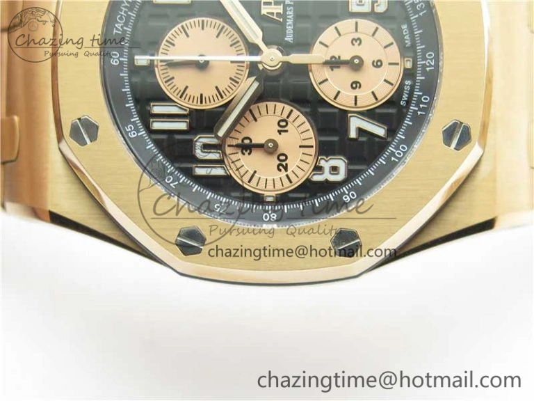 Royal Oak Offshore 2019 Gold JF 1:1 Best Edition on RG Bracelet A3126 V2 w  Cyclops and DW Mod SmoothTexture 4838