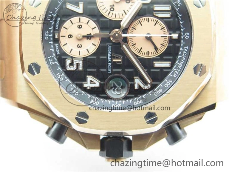 Royal Oak Offshore 2019 Gold JF 1:1 Best Edition on RG Bracelet A3126 V2 w  Cyclops and DW Mod SmoothTexture 4838