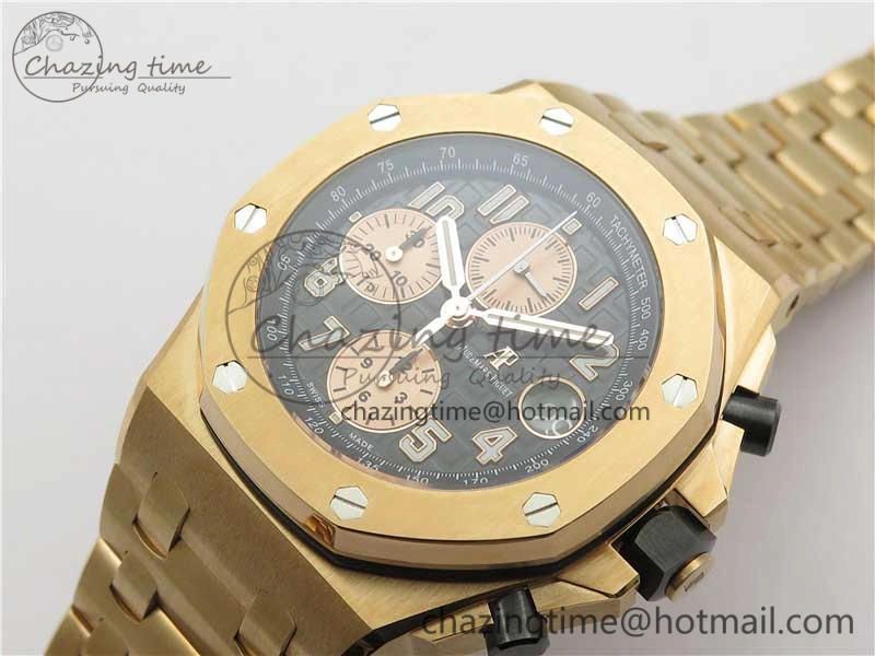 Royal Oak Offshore 2019 Gold JF 1:1 Best Edition on RG Bracelet A3126 V2 w  Cyclops and DW Mod SmoothTexture 4838