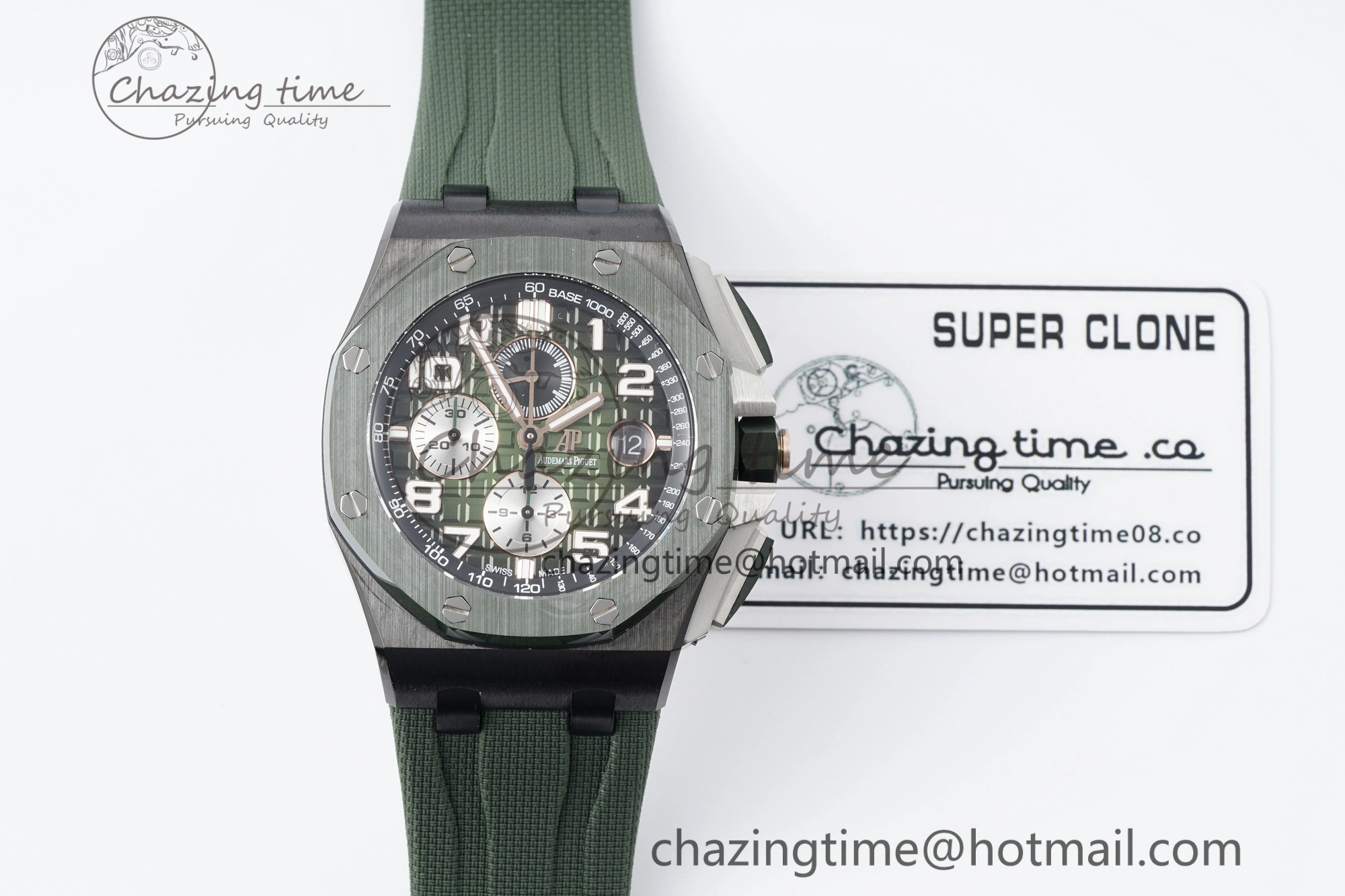 ZeroBulk Royal Oak Offshore 2020 44mm APF 1:1 Best Edition Green Ceramic Bezel on Rubber Strap A 4702