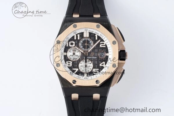 Stretchable Royal Oak Offshore 2020 44mm APF 1:1 Best Edition RG Bezel on Rubber Strap A 4701