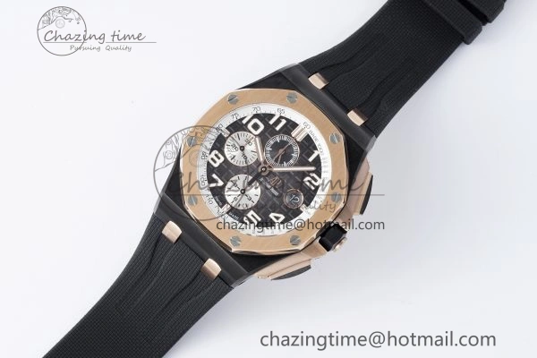 Stretchable Royal Oak Offshore 2020 44mm APF 1:1 Best Edition RG Bezel on Rubber Strap A 4701