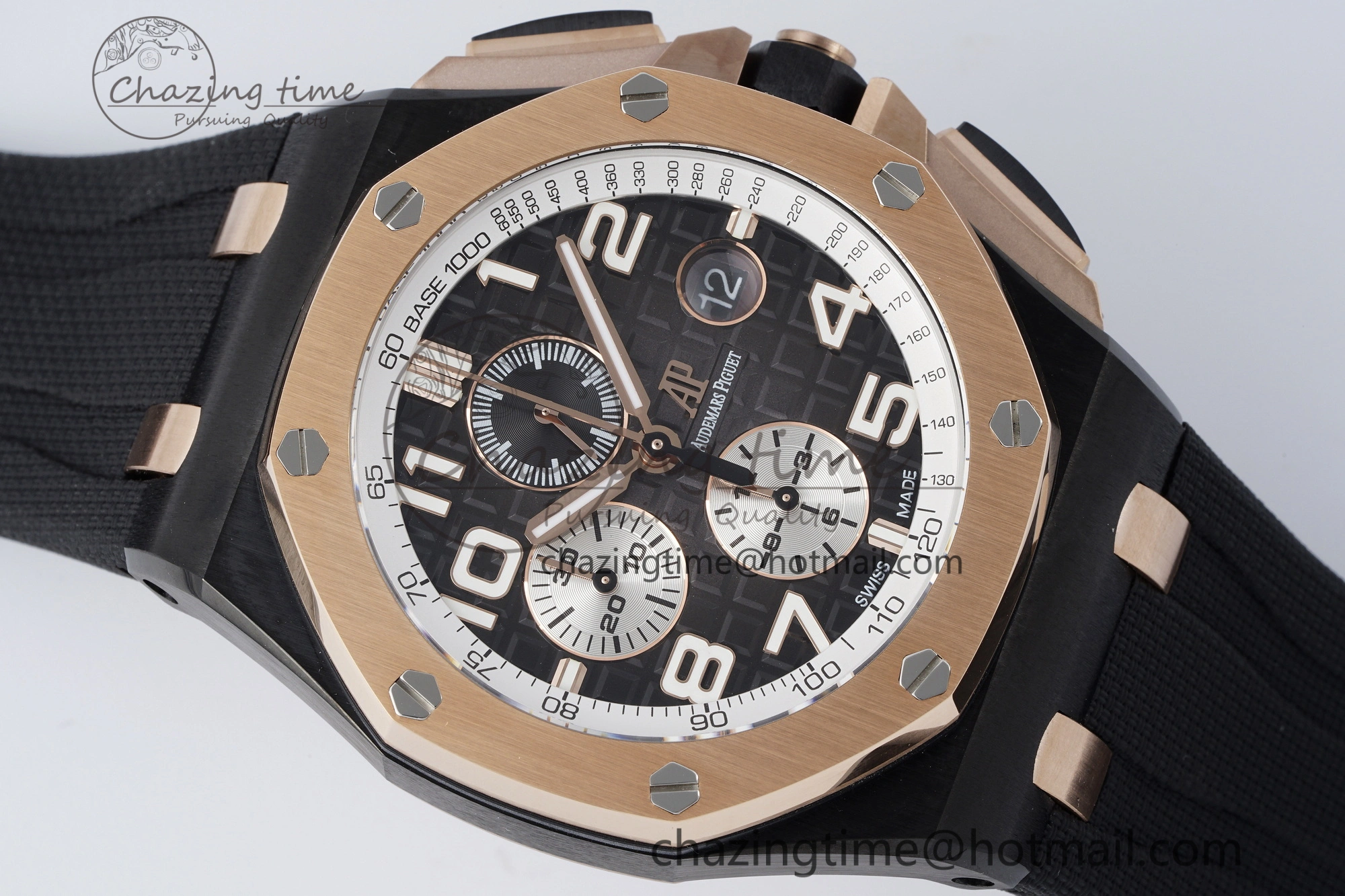 Stretchable Royal Oak Offshore 2020 44mm APF 1:1 Best Edition RG Bezel on Rubber Strap A 4701