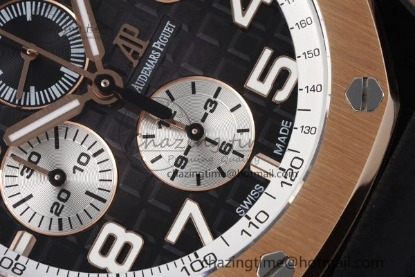 Stretchable Royal Oak Offshore 2020 44mm APF 1:1 Best Edition RG Bezel on Rubber Strap A 4701