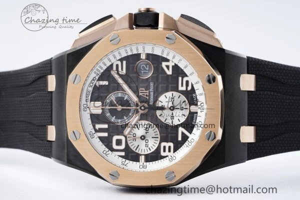 Stretchable Royal Oak Offshore 2020 44mm APF 1:1 Best Edition RG Bezel on Rubber Strap A 4701