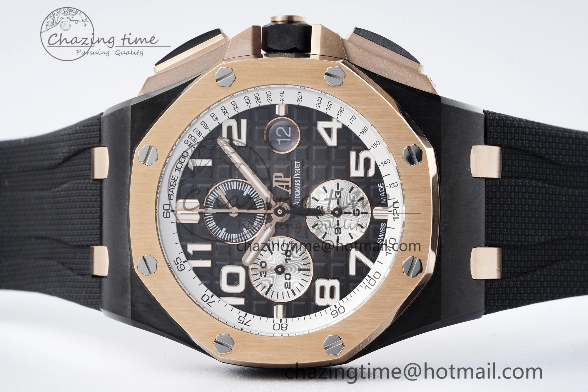 Stretchable Royal Oak Offshore 2020 44mm APF 1:1 Best Edition RG Bezel on Rubber Strap A 4701