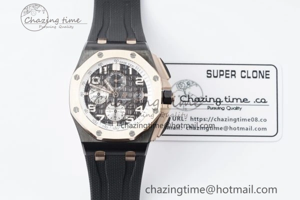 Stretchable Royal Oak Offshore 2020 44mm APF 1:1 Best Edition RG Bezel on Rubber Strap A 4701