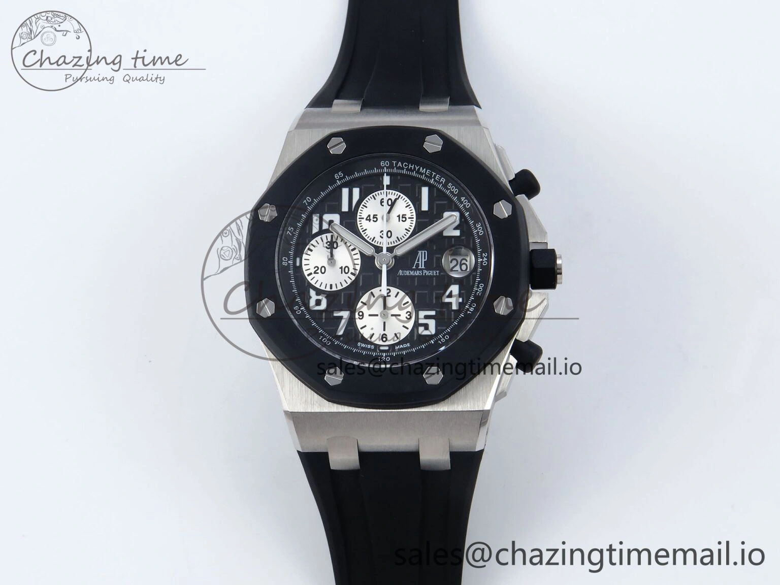 Royal Oak Offshore 42mm  Rubberclad SS TKF 1:1 Best Edition Black White Dial on Black Rubber Strap A SmartChoice 4321