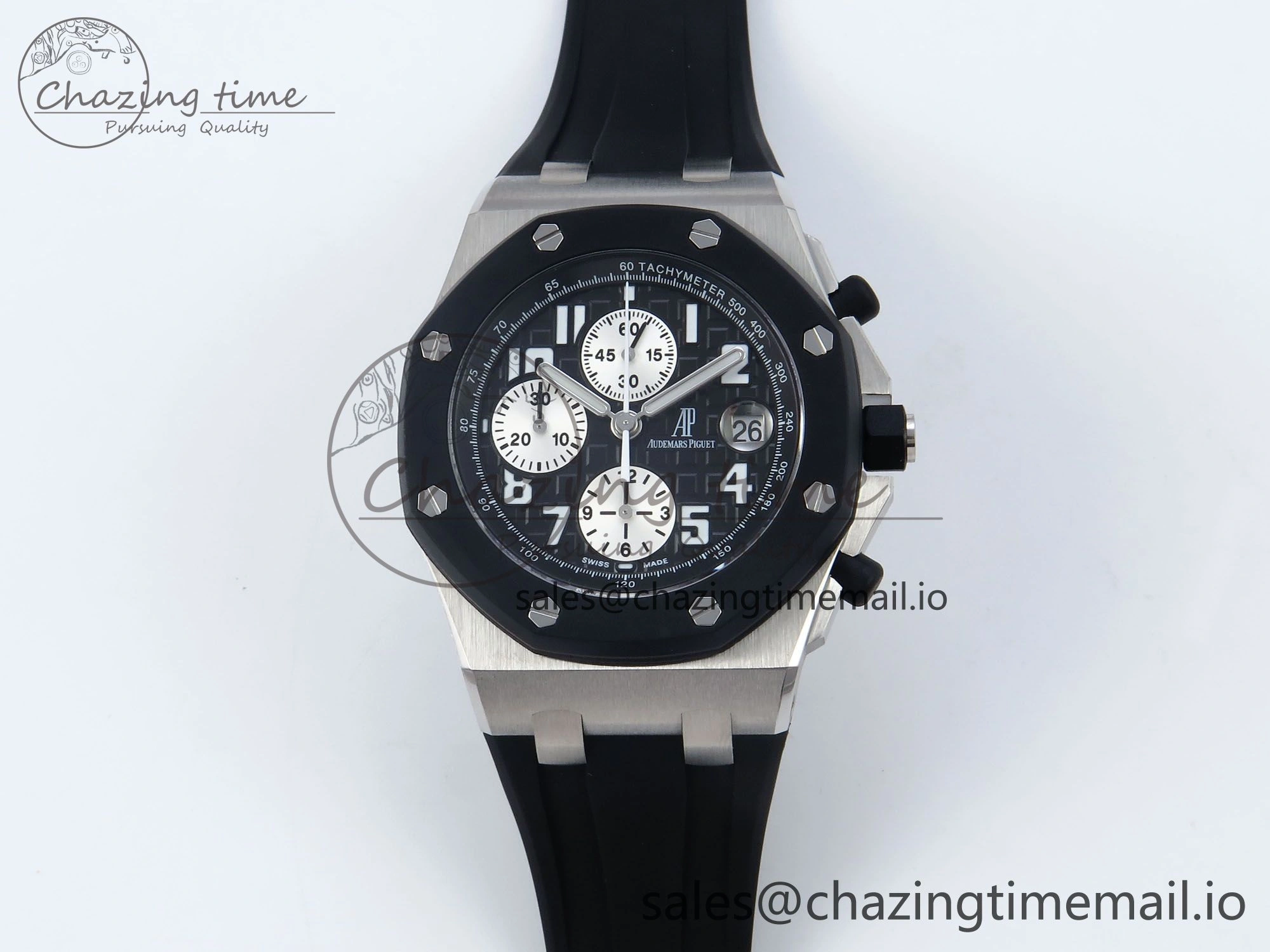 Royal Oak Offshore 42mm  Rubberclad SS TKF 1:1 Best Edition Black White Dial on Black Rubber Strap A SmartChoice 4321