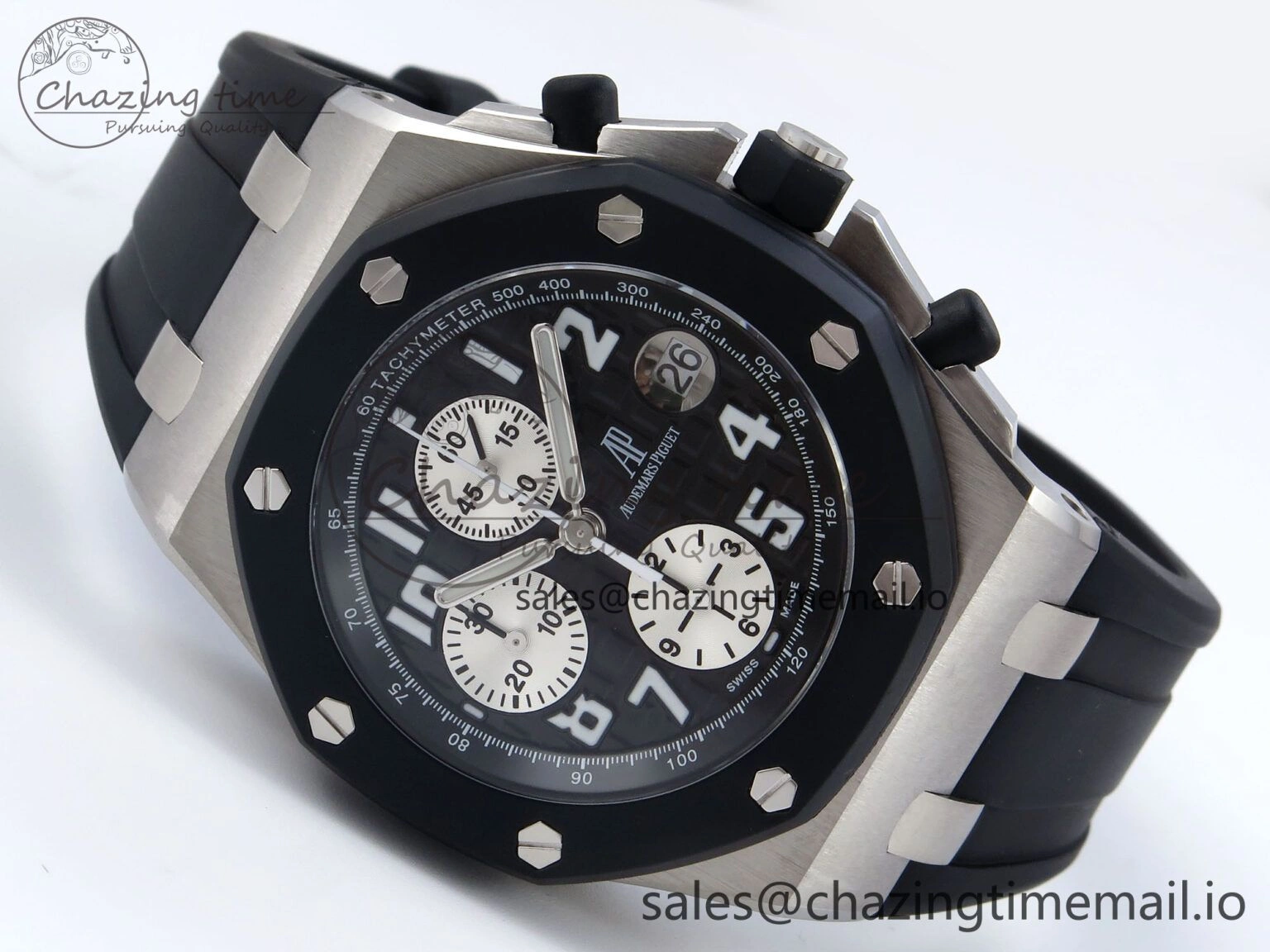 Royal Oak Offshore 42mm  Rubberclad SS TKF 1:1 Best Edition Black White Dial on Black Rubber Strap A SmartChoice 4321