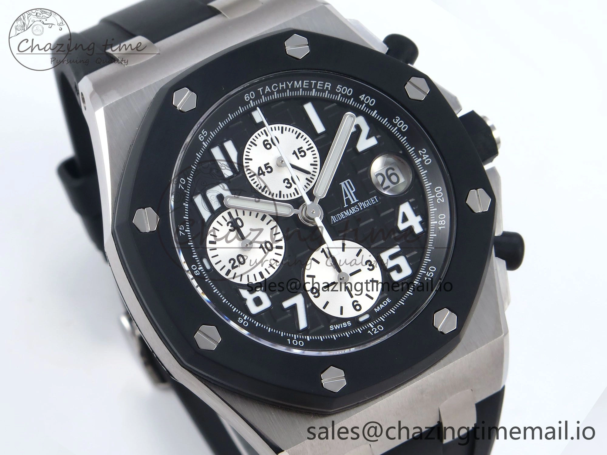 Royal Oak Offshore 42mm  Rubberclad SS TKF 1:1 Best Edition Black White Dial on Black Rubber Strap A SmartChoice 4321