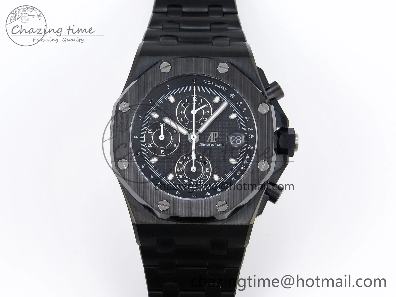 Durable Royal Oak Offshore 42mm Black Ceramic APF 1:1 Best Edition Black Textured Dial on Black Ceramic Bracelet A 4538