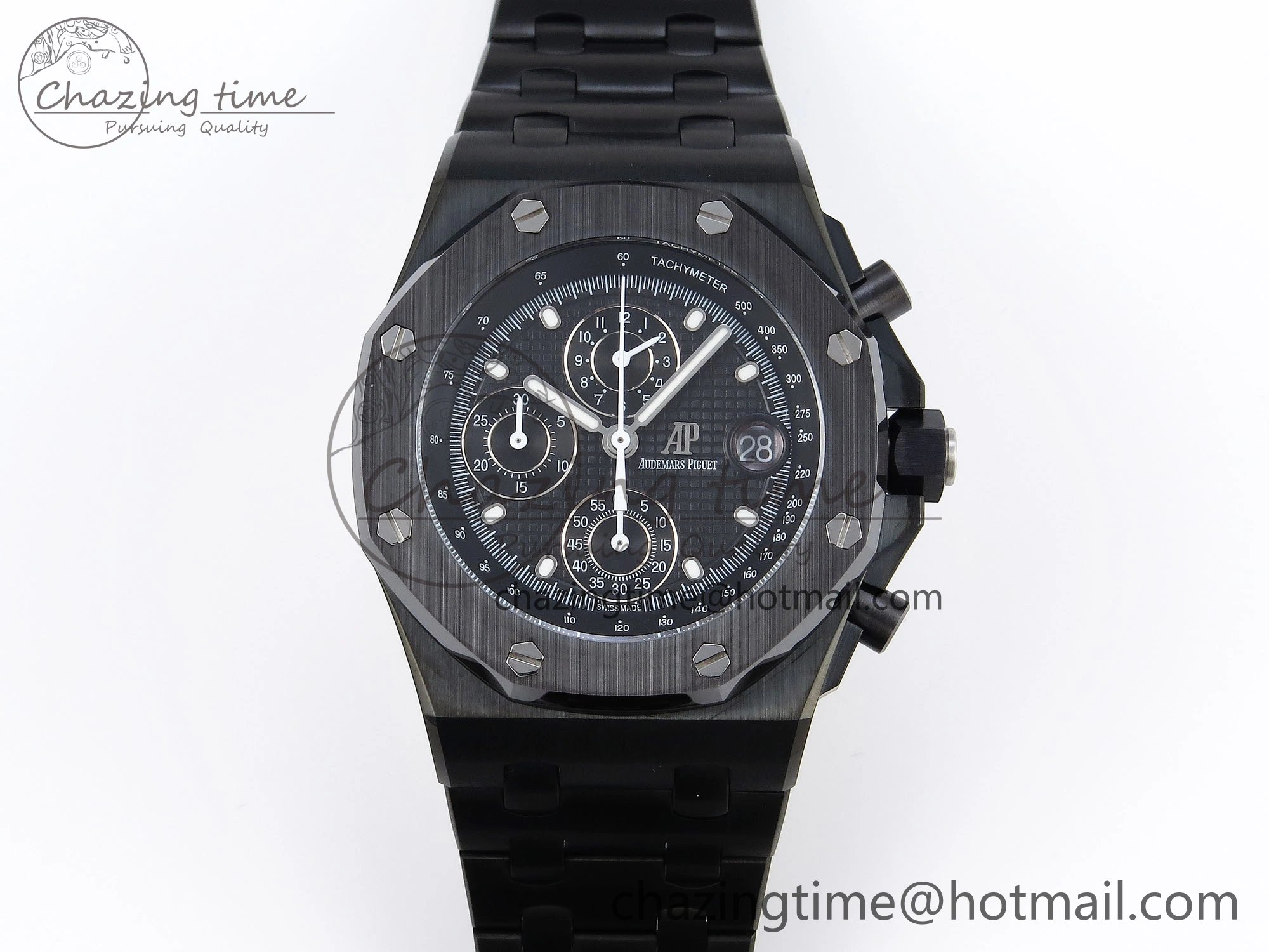 Durable Royal Oak Offshore 42mm Black Ceramic APF 1:1 Best Edition Black Textured Dial on Black Ceramic Bracelet A 4538