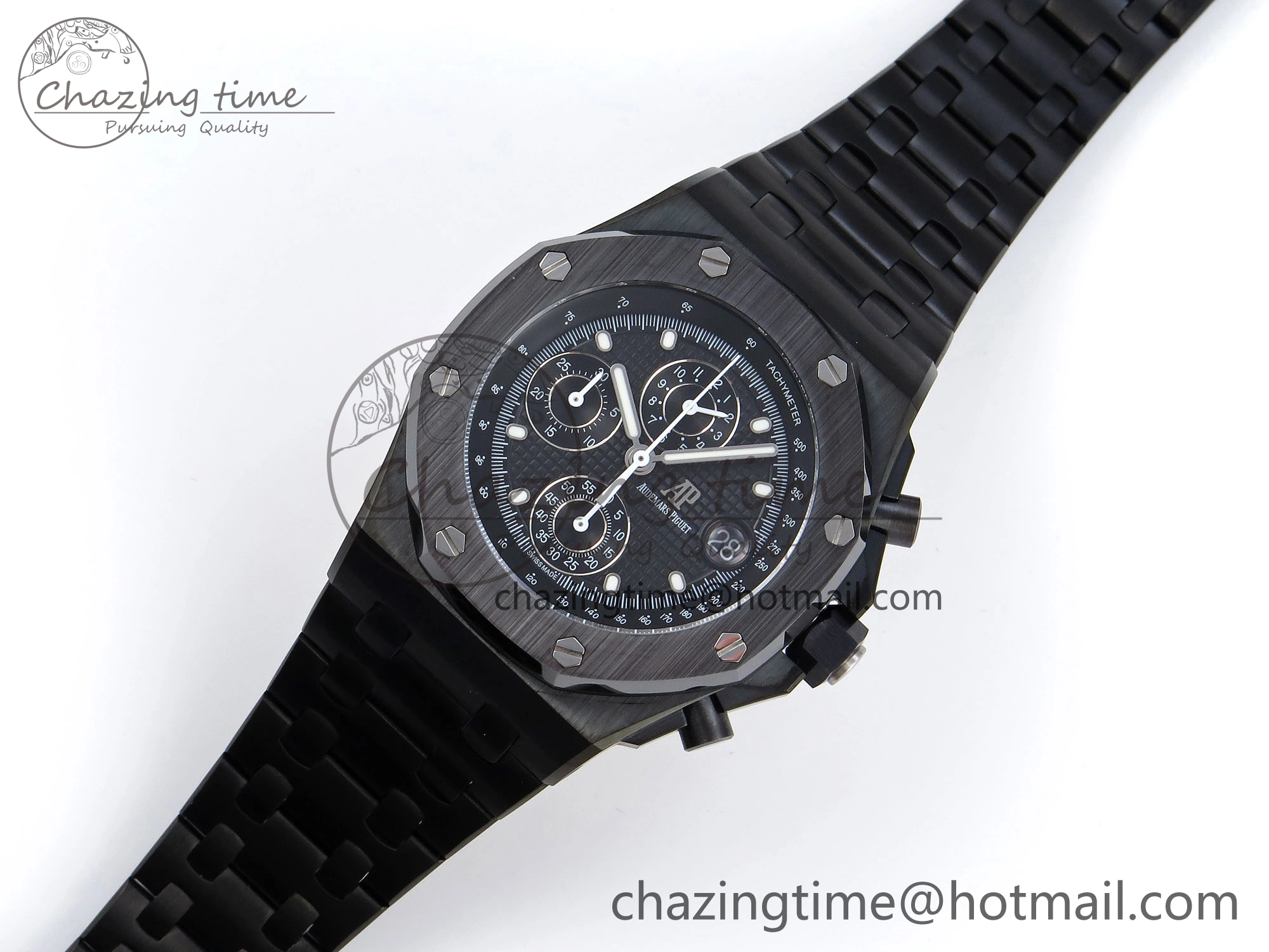 Durable Royal Oak Offshore 42mm Black Ceramic APF 1:1 Best Edition Black Textured Dial on Black Ceramic Bracelet A 4538