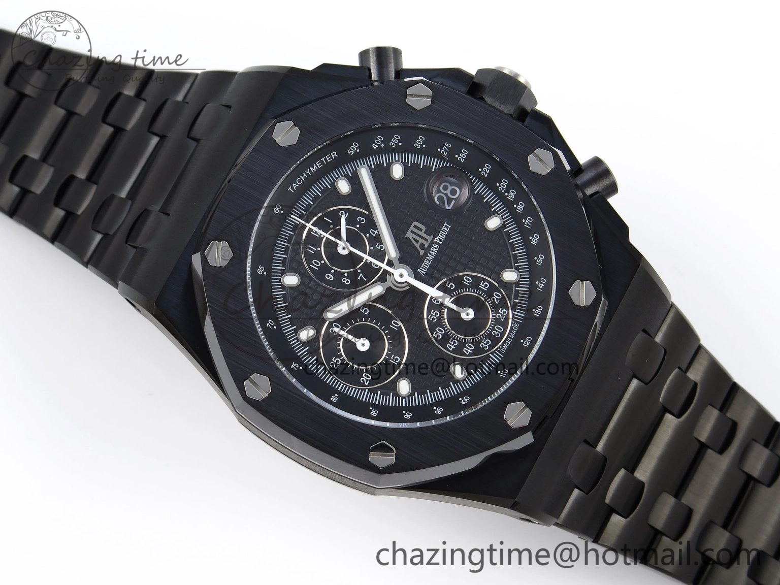 Durable Royal Oak Offshore 42mm Black Ceramic APF 1:1 Best Edition Black Textured Dial on Black Ceramic Bracelet A 4538