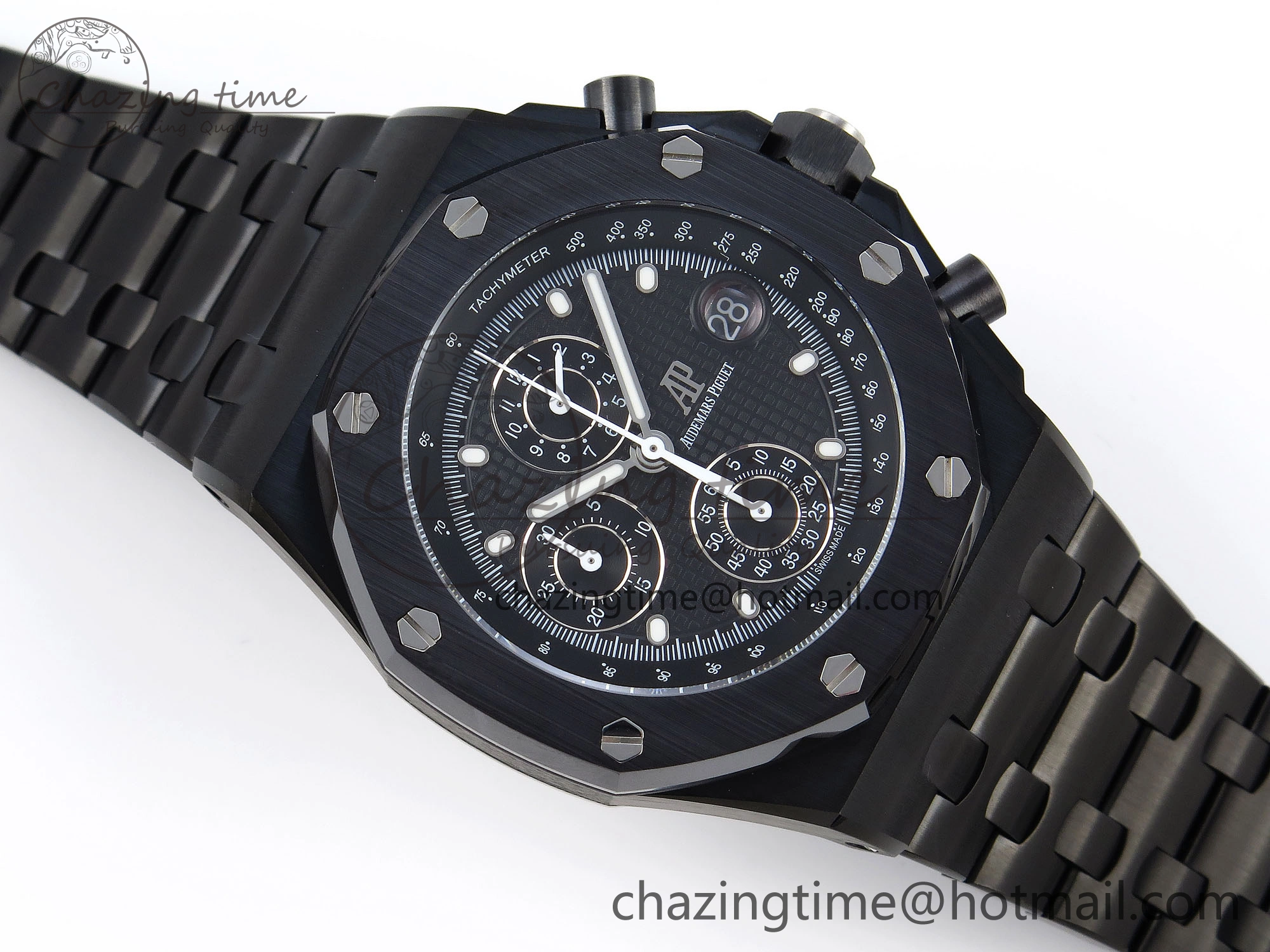 Durable Royal Oak Offshore 42mm Black Ceramic APF 1:1 Best Edition Black Textured Dial on Black Ceramic Bracelet A 4538