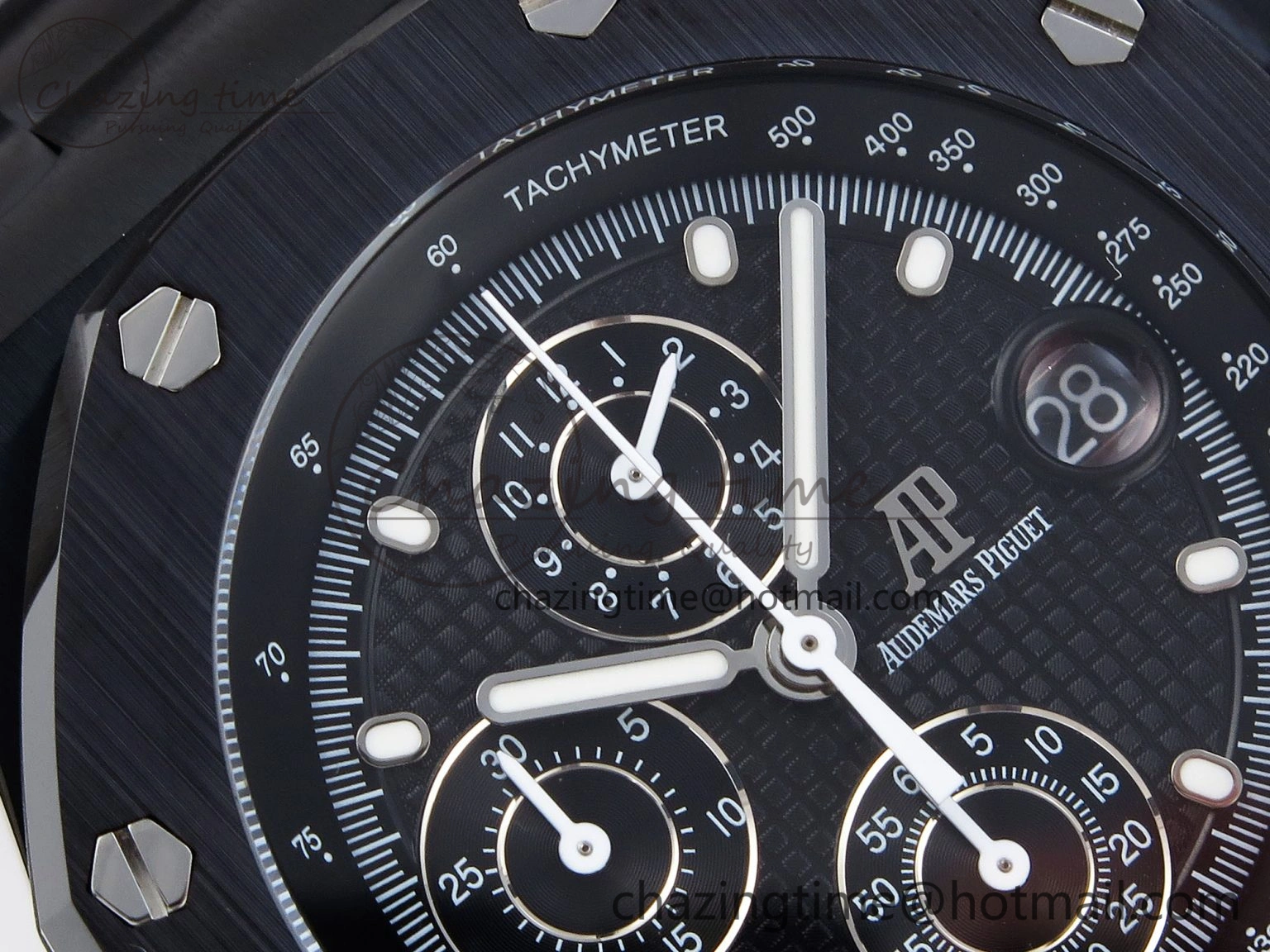 Durable Royal Oak Offshore 42mm Black Ceramic APF 1:1 Best Edition Black Textured Dial on Black Ceramic Bracelet A 4538