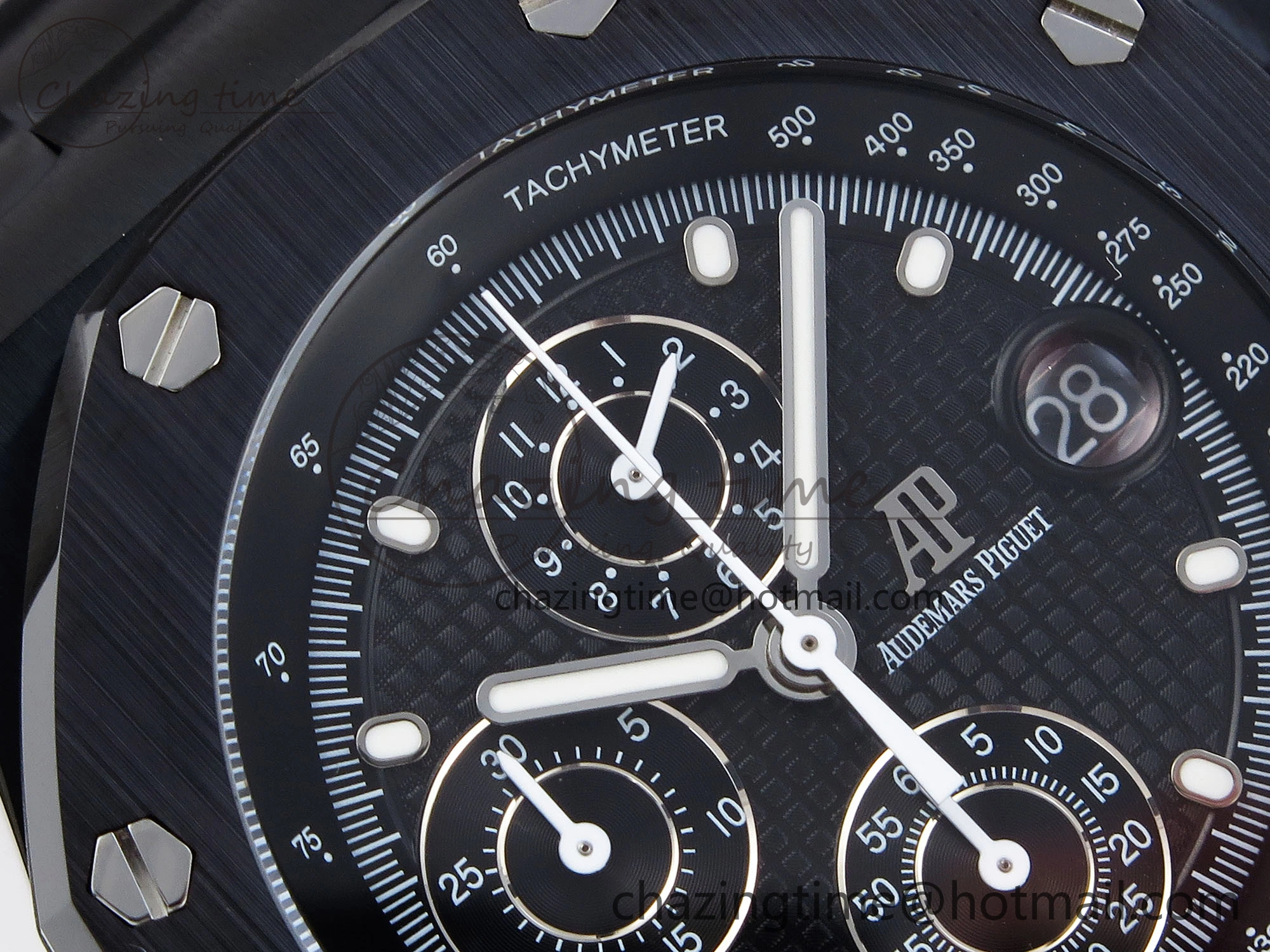 Durable Royal Oak Offshore 42mm Black Ceramic APF 1:1 Best Edition Black Textured Dial on Black Ceramic Bracelet A 4538
