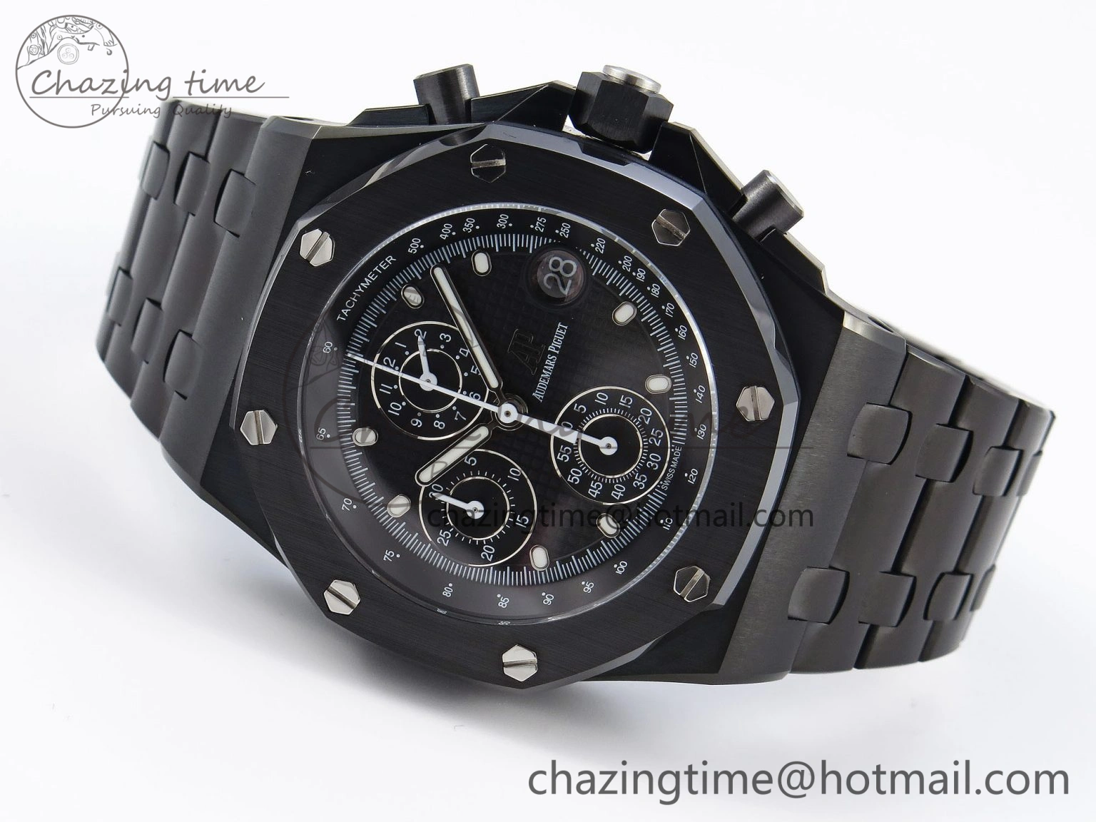 Durable Royal Oak Offshore 42mm Black Ceramic APF 1:1 Best Edition Black Textured Dial on Black Ceramic Bracelet A 4538