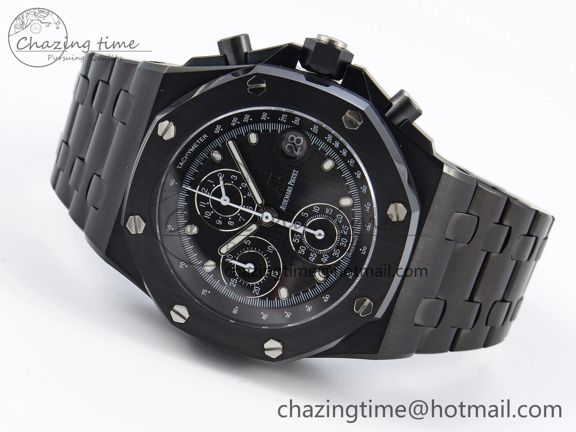Durable Royal Oak Offshore 42mm Black Ceramic APF 1:1 Best Edition Black Textured Dial on Black Ceramic Bracelet A 4538