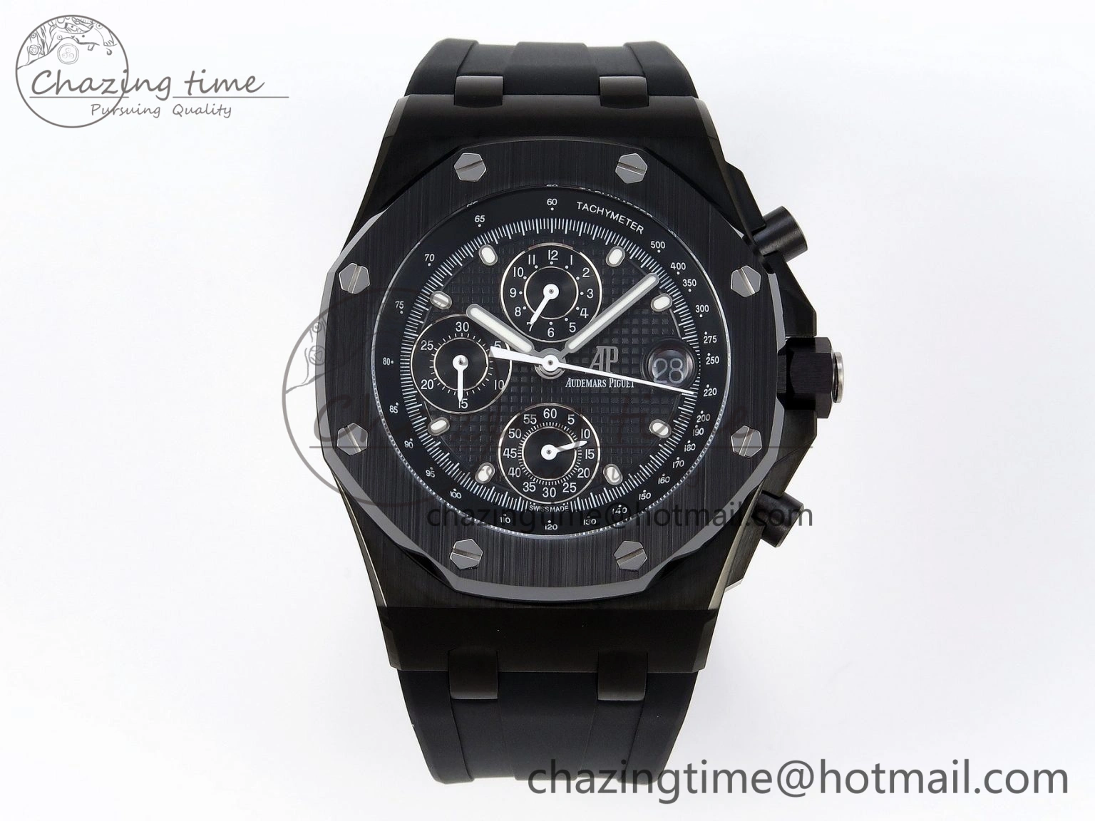 Royal Oak Offshore 42mm Black Ceramic APF 1:1 Best Edition Black Textured Dial on Black Rubber Strap A Packable 4582