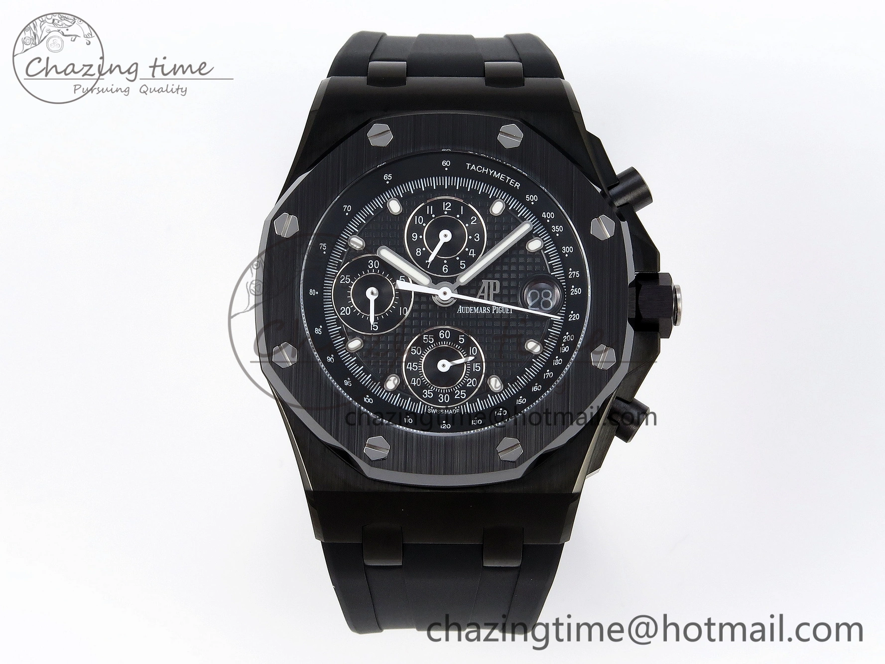 Royal Oak Offshore 42mm Black Ceramic APF 1:1 Best Edition Black Textured Dial on Black Rubber Strap A Packable 4582