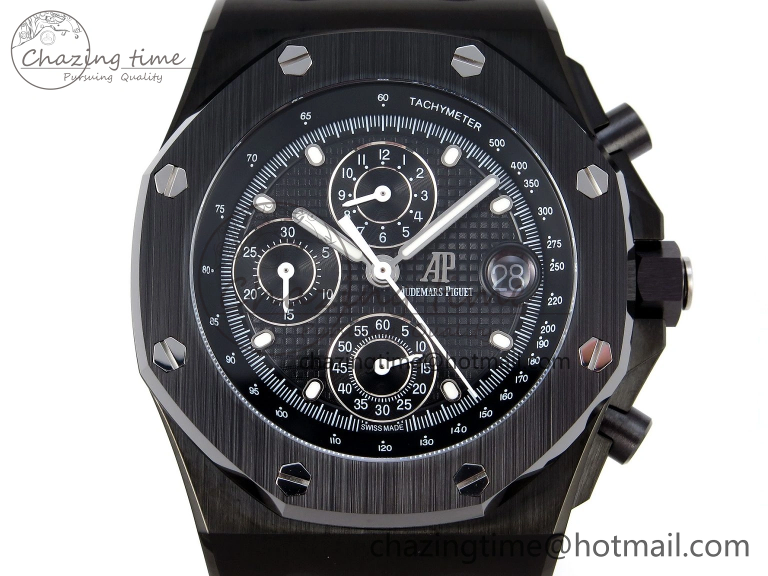 Royal Oak Offshore 42mm Black Ceramic APF 1:1 Best Edition Black Textured Dial on Black Rubber Strap A Packable 4582