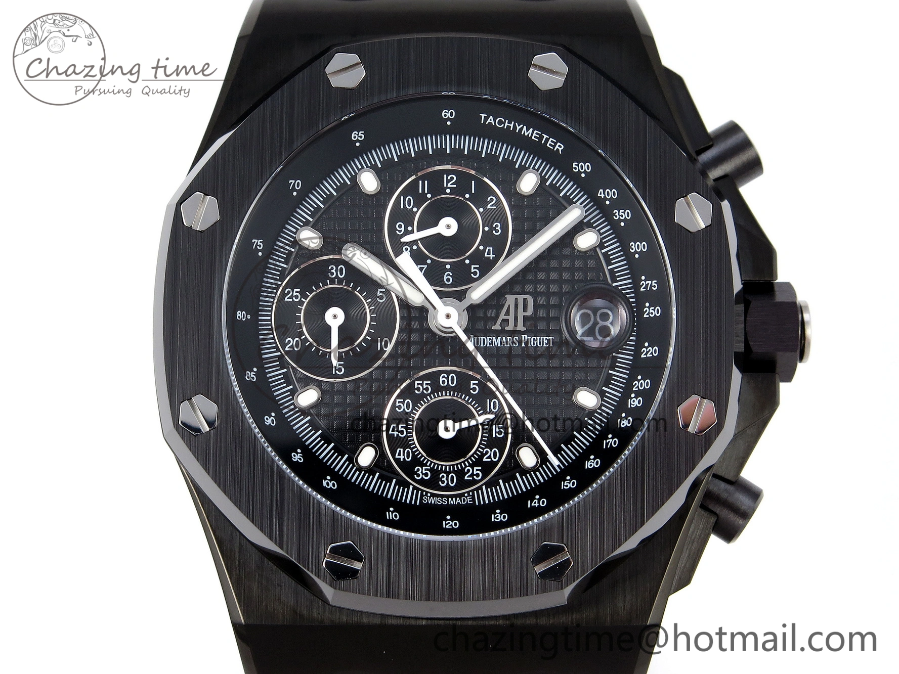 Royal Oak Offshore 42mm Black Ceramic APF 1:1 Best Edition Black Textured Dial on Black Rubber Strap A Packable 4582