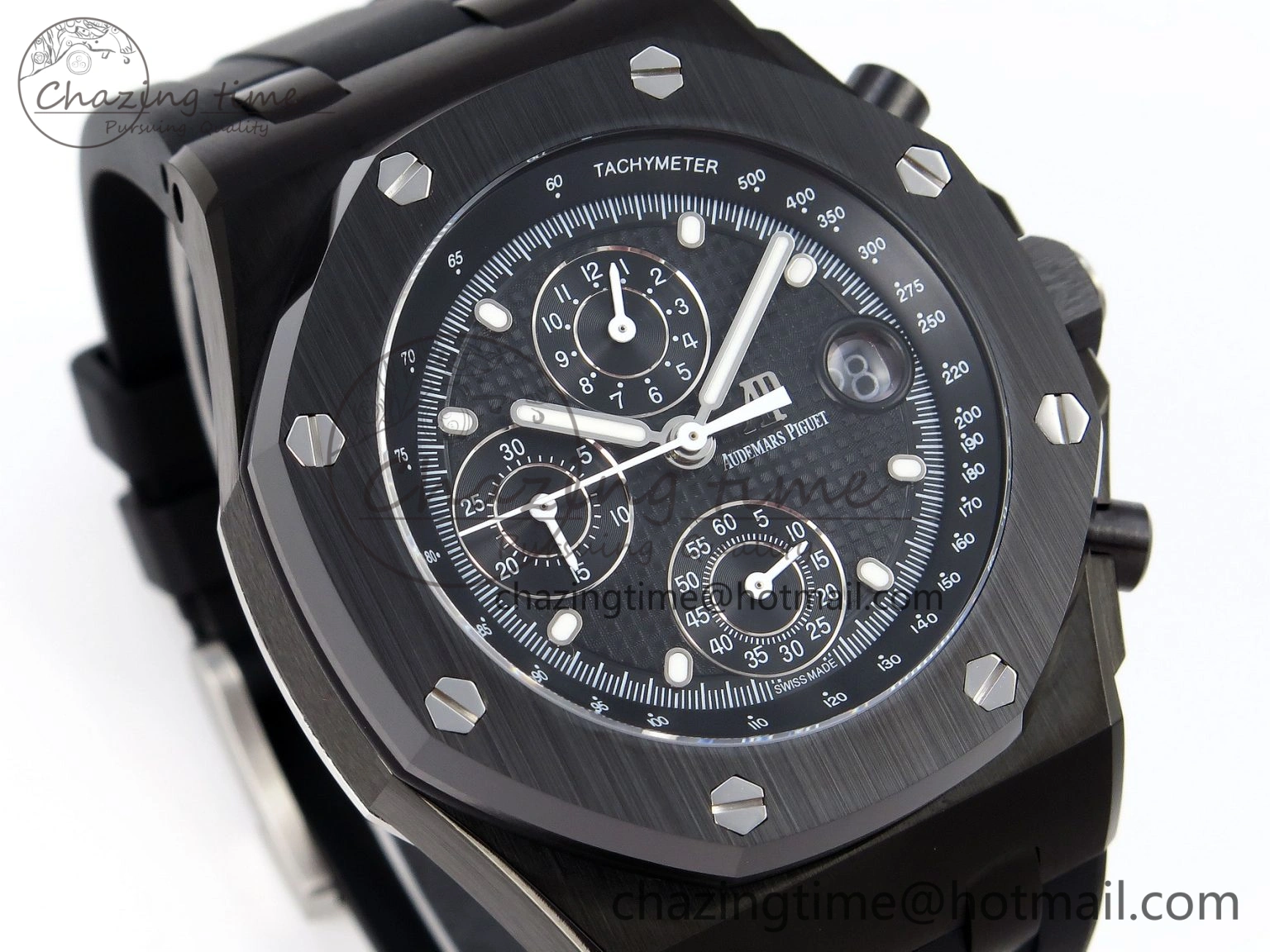 Royal Oak Offshore 42mm Black Ceramic APF 1:1 Best Edition Black Textured Dial on Black Rubber Strap A Packable 4582