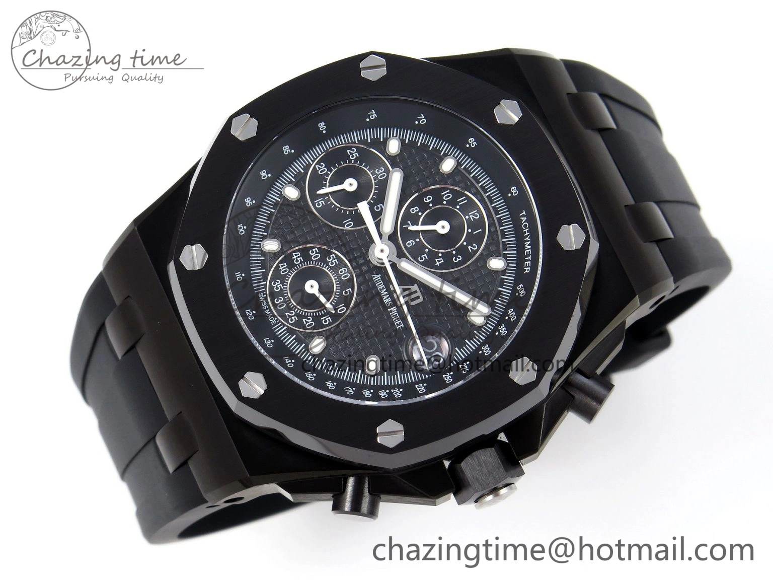 Royal Oak Offshore 42mm Black Ceramic APF 1:1 Best Edition Black Textured Dial on Black Rubber Strap A Packable 4582
