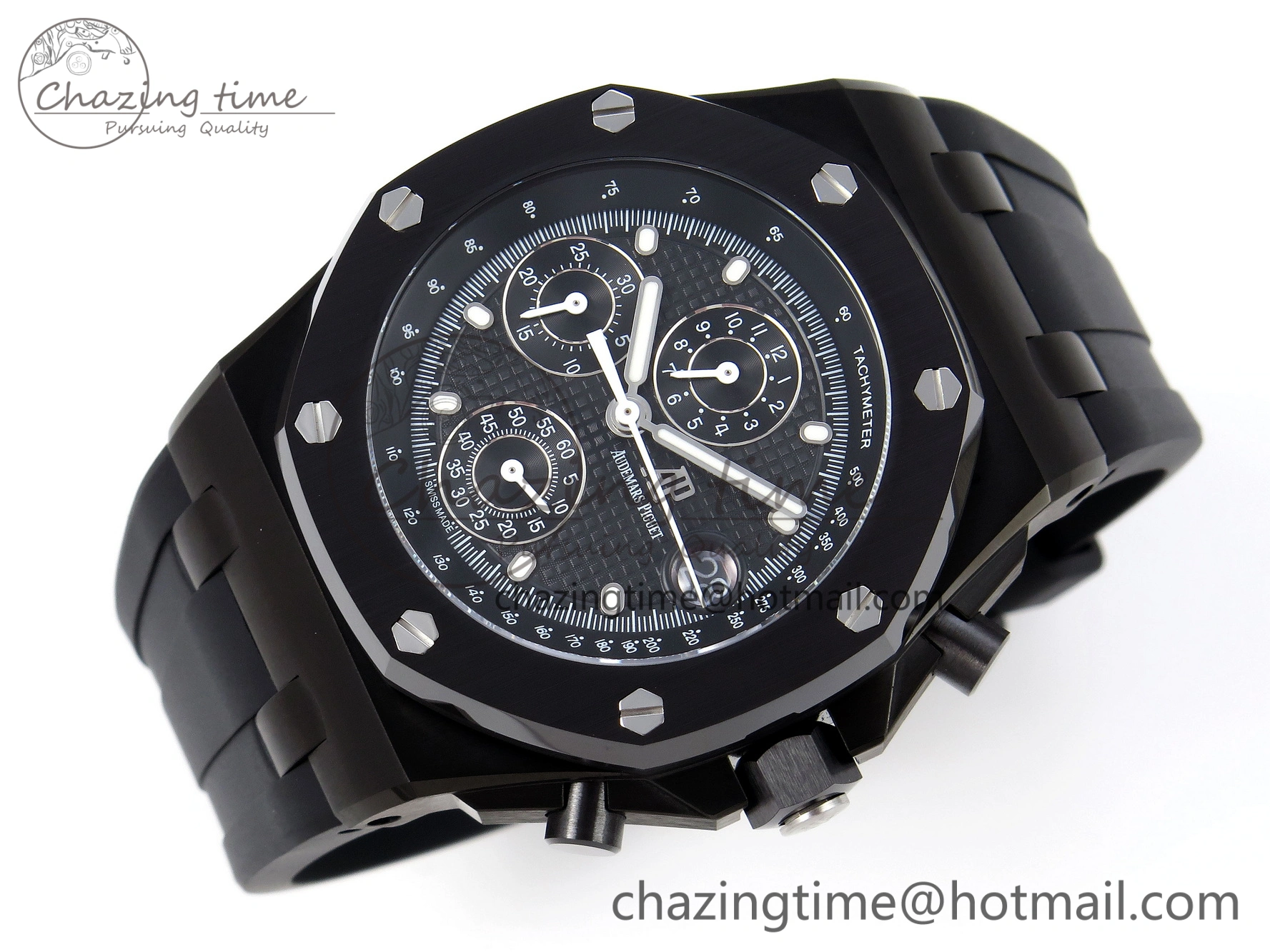 Royal Oak Offshore 42mm Black Ceramic APF 1:1 Best Edition Black Textured Dial on Black Rubber Strap A Packable 4582