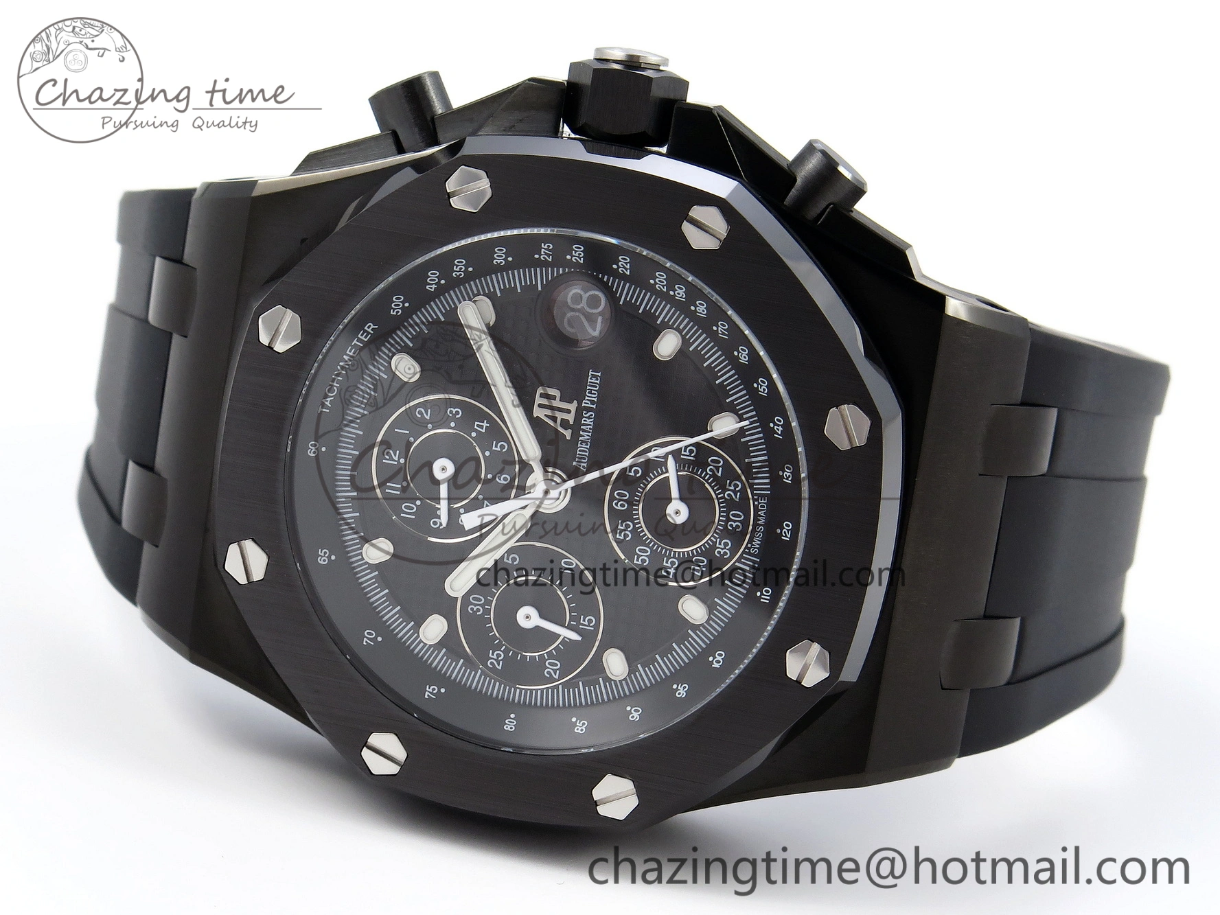 Royal Oak Offshore 42mm Black Ceramic APF 1:1 Best Edition Black Textured Dial on Black Rubber Strap A Packable 4582