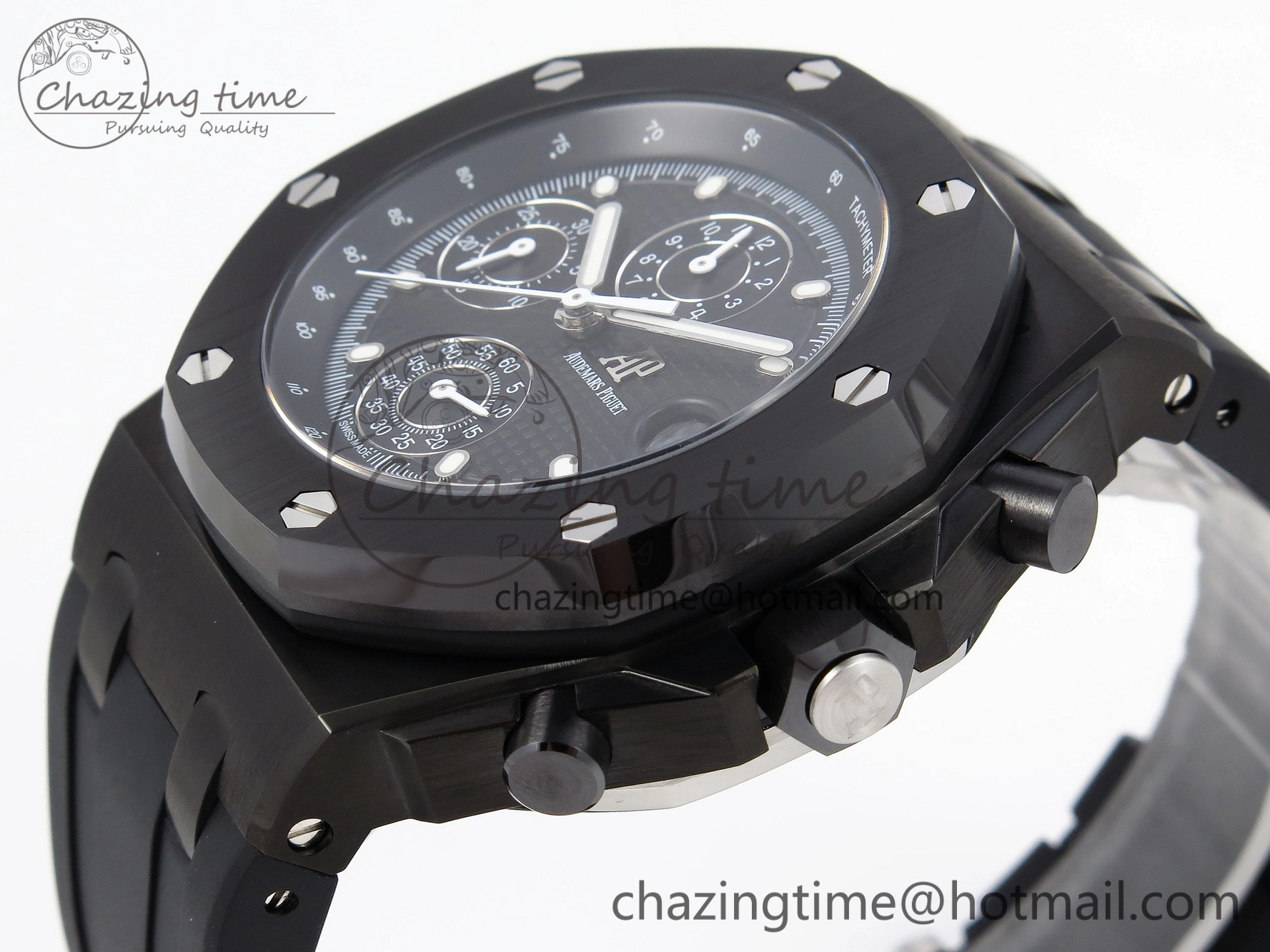 Royal Oak Offshore 42mm Black Ceramic APF 1:1 Best Edition Black Textured Dial on Black Rubber Strap A Packable 4582