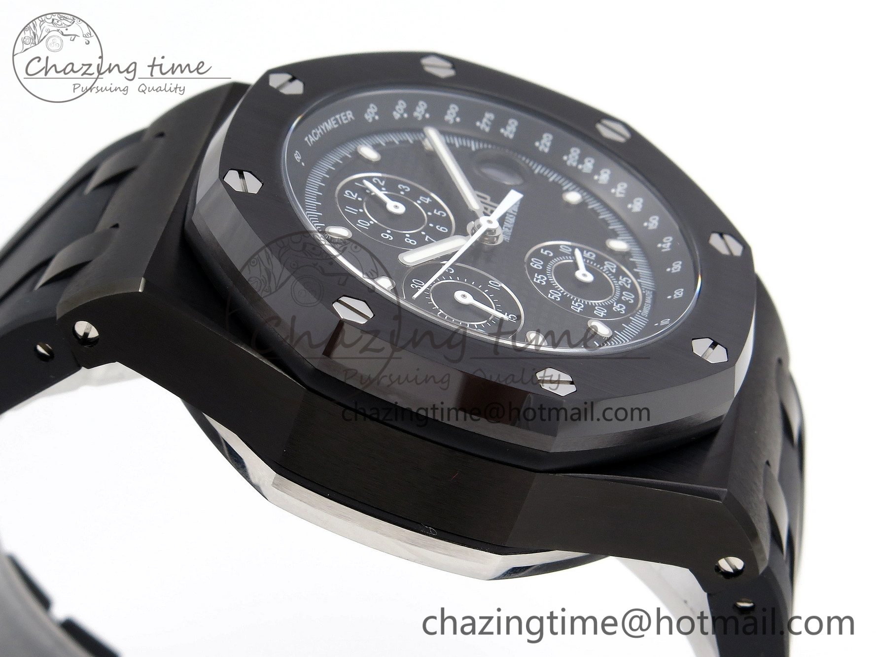 Royal Oak Offshore 42mm Black Ceramic APF 1:1 Best Edition Black Textured Dial on Black Rubber Strap A Packable 4582
