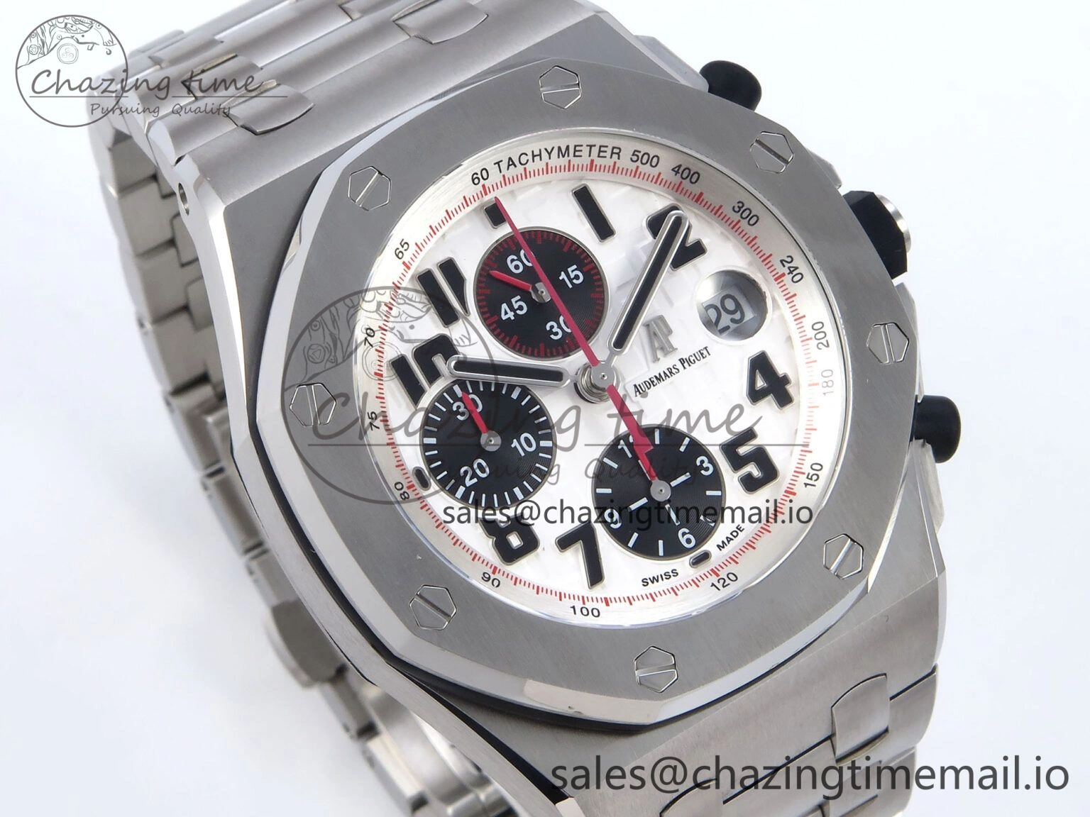 Royal Oak Offshore 42mm Panda SS TKF Best Edition White Black Dial on SS Bracelet A HighQuality 4350
