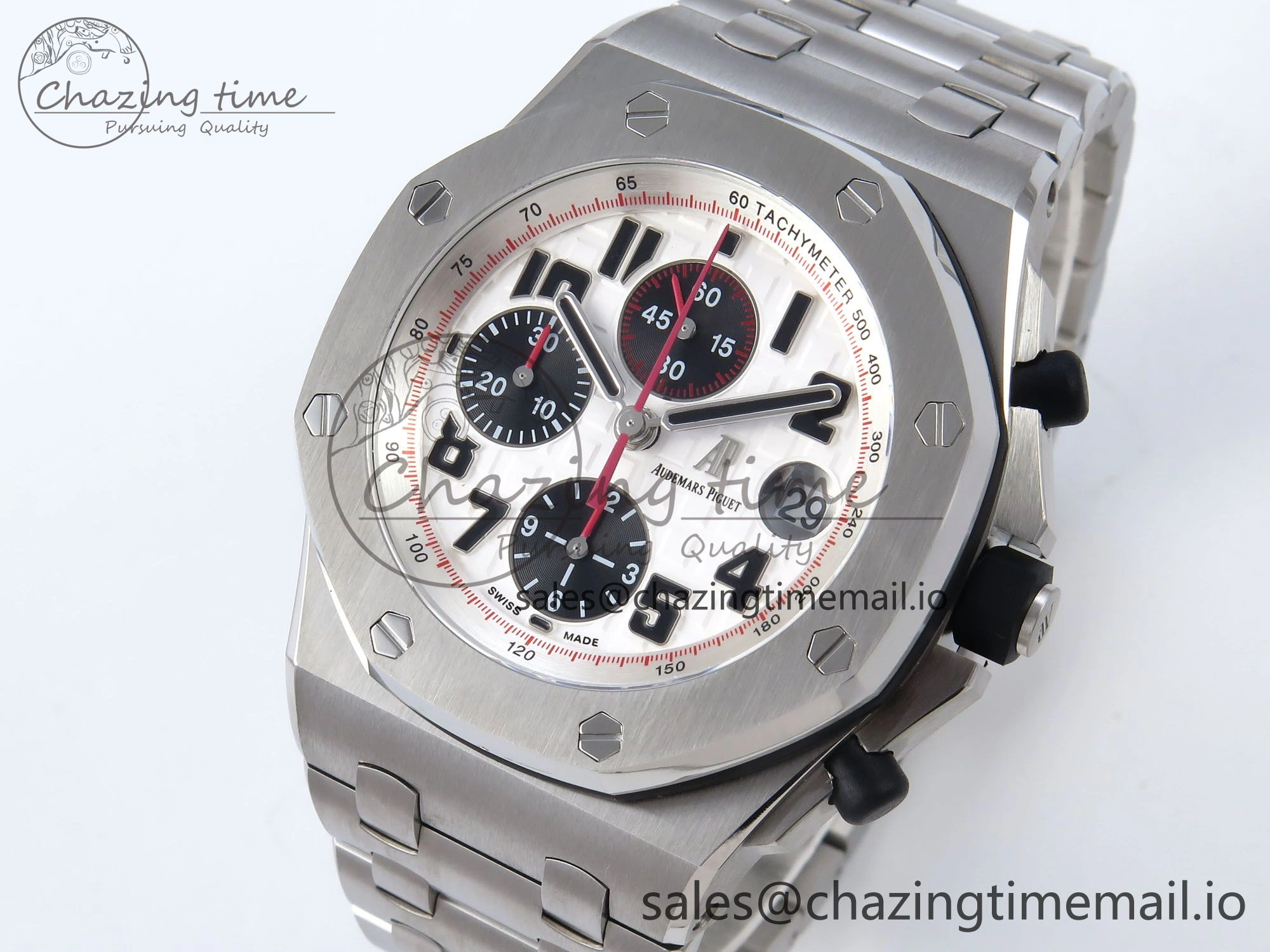Royal Oak Offshore 42mm Panda SS TKF Best Edition White Black Dial on SS Bracelet A HighQuality 4350