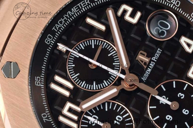 Royal Oak Offshore 42mm RG APF 1:1 Best Edition Black Dial on Brown Leather Strap A EyeCatching 4675