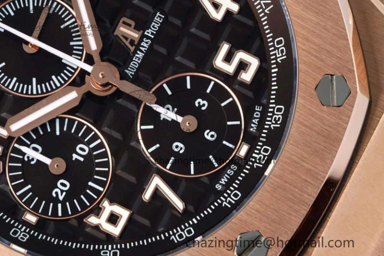 Royal Oak Offshore 42mm RG APF 1:1 Best Edition Black Dial on Brown Leather Strap A EyeCatching 4675